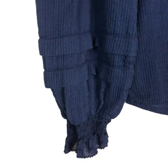 Quince Organic Textured Swiss Dot Cotton Peasant Blouse XL Boho Prairie - Picture 5 of 9